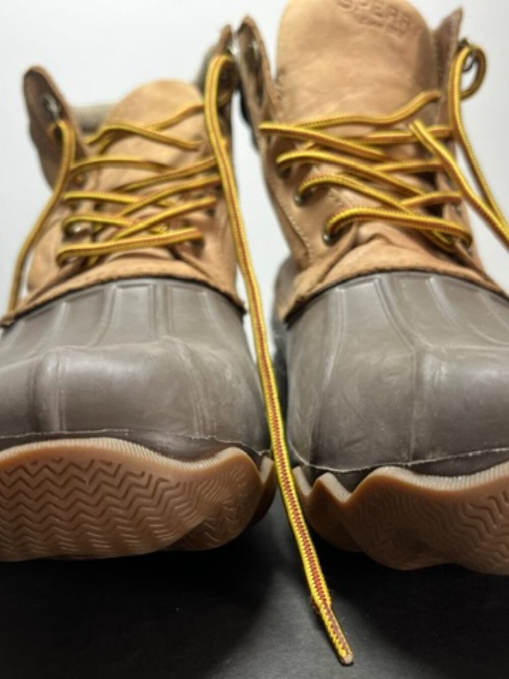 Tan/Gray Leather Upper Sperry Rain Boots (Duck boots) - Size 8.5 (US)